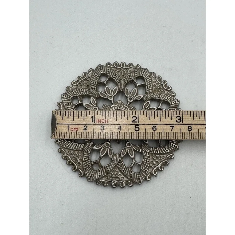Silver Plate Round Pierced Trivet Hot Plate Decorative Tabletop Serving Stand
